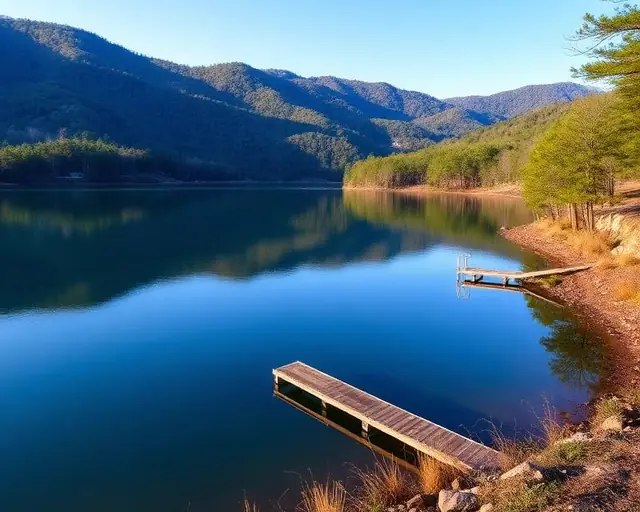 Lake Nottely shoreline and dock near Morganton, Georgia