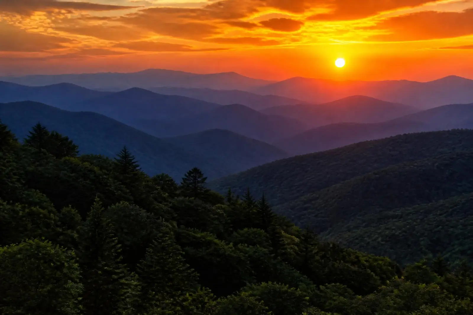 Sunset over the Blue Ridge Mountains of Western North Carolina
