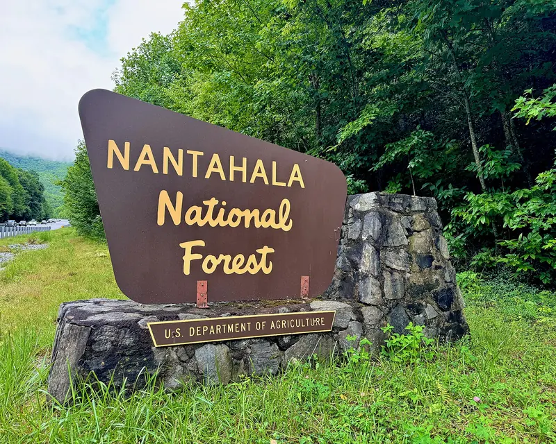 Nantahala National Forest sign at Topton, North Carolina